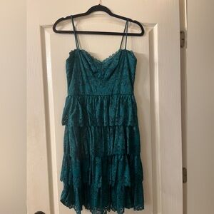 MARINA Teal Lace Tiered Dress